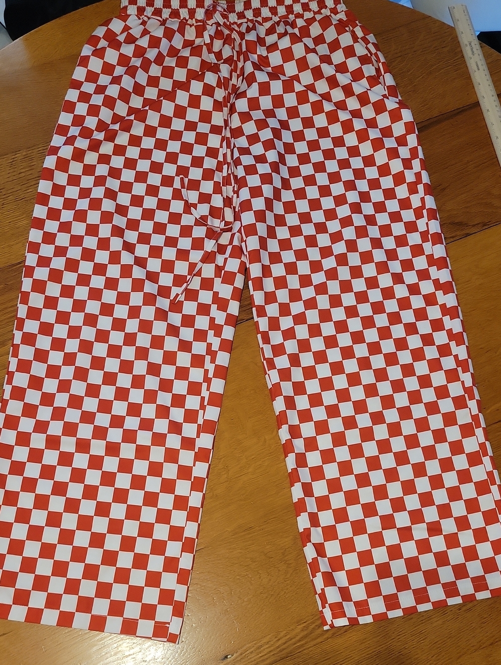 Source Unknown Red and White Checkerboard Wide Leg Pants